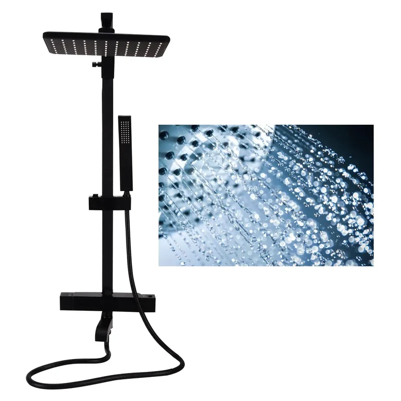 Kickass Shower System With Thermostatic Mixer And Beefy High Pressure Rain Shower Head Using Air Injection Tech To Maximize Flow And Crush Low Water Pressure Issues For Complete Bath Overhaul