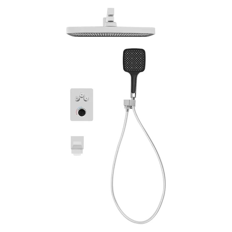 Modern Wall Mount Shower System With Digital Temp Screen And Thermostatic Mixer Valve Crafted From Premium Copper And Abs To Deliver Flawless Rain Pressure That Hits Different Every Single Shower No Sweat Required