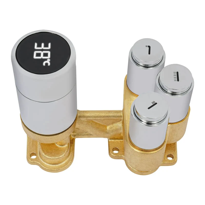 Modern Wall Mount Shower System With Digital Temp Screen And Thermostatic Mixer Valve Crafted From Premium Copper And Abs To Deliver Flawless Rain Pressure That Hits Different Every Single Shower No Sweat Required