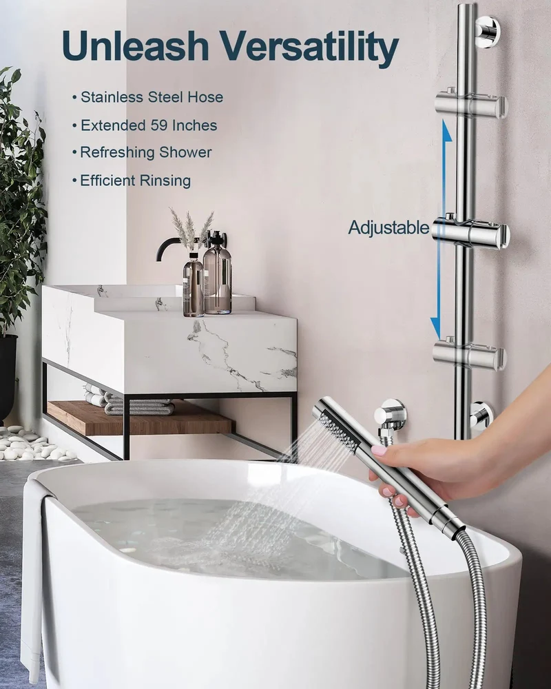 Kick Your Morning Routine Up A Notch With This Three Function Shower Faucet Set Featuring A Smooth 10 Inch Rainfall Head Versatile Side Spray And Handy Handheld Sprayer In Polished Chrome