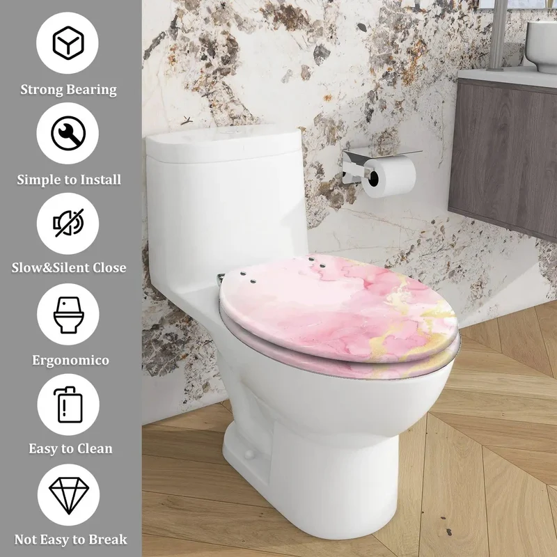 Elongated Toilet Seat Soft Close Lid Smooth Glide Bathroom Update Fast Install No Drama Setup Fits Most American Standard Hinges Adjustable Skirt Design Compatible Quiet Drop Lid Solid Build Quality
