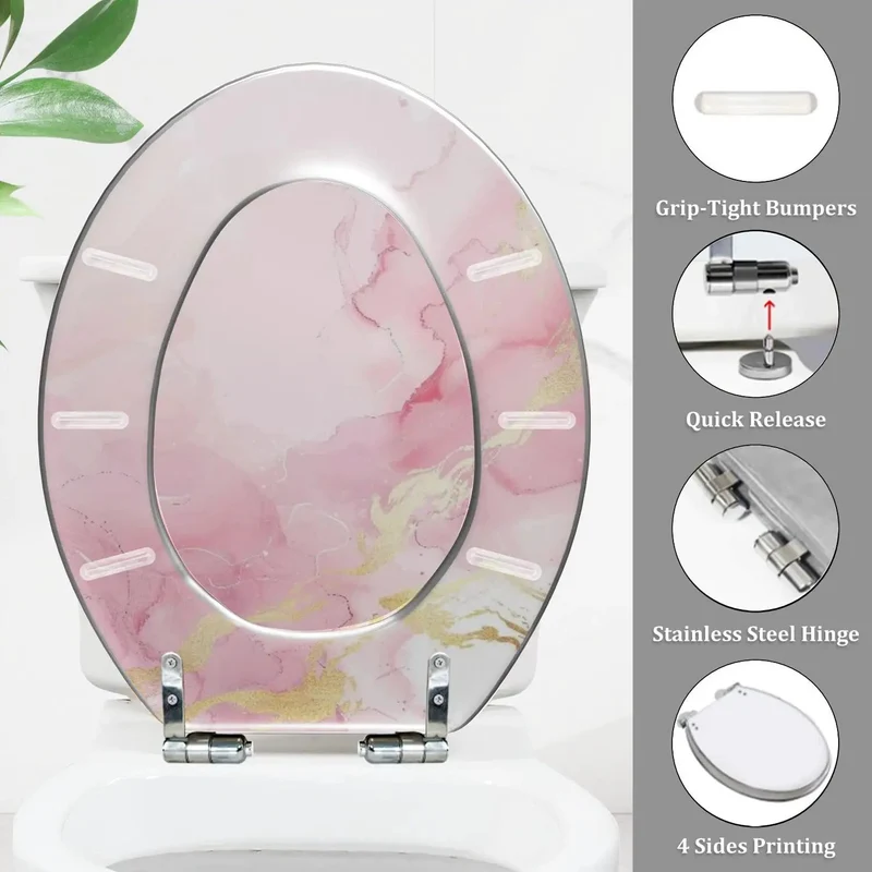Elongated Toilet Seat Soft Close Lid Smooth Glide Bathroom Update Fast Install No Drama Setup Fits Most American Standard Hinges Adjustable Skirt Design Compatible Quiet Drop Lid Solid Build Quality