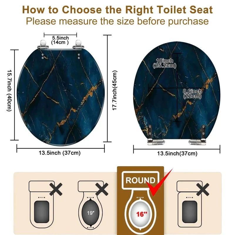 Round Resin Toilet Seat With Adjustable Hinges For American Standard Toilets Skirter Compatible Hassle Free Setup Smooth Finish Built Tough No Sweat Installation Fits 14 5 By 16 5 Inches Solid Bathroom Upgrade