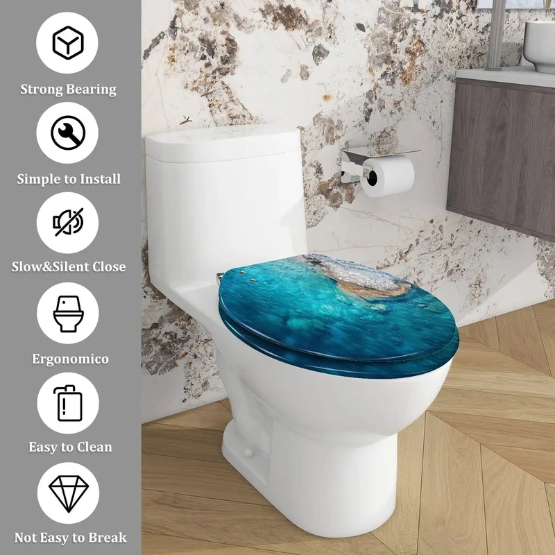 Hella Durable Elongated Toilet Seat Cover With Smooth As Silk Quiet Close Hinges And No Sweat Install Kit For Skirted Non Skirter Standard American Bathroom Fixtures Premium White Plastic Lid