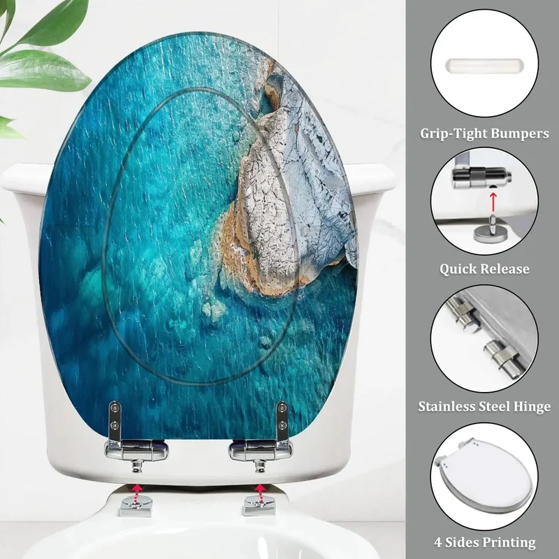Hella Durable Elongated Toilet Seat Cover With Smooth As Silk Quiet Close Hinges And No Sweat Install Kit For Skirted Non Skirter Standard American Bathroom Fixtures Premium White Plastic Lid