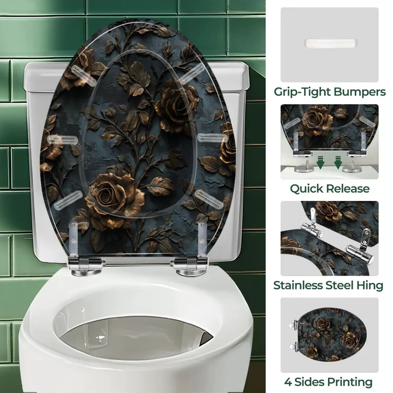 Built Different Resin Elongated Toilet Seat For Bathroom With Smooth Action Lid And Universal Fit Compatible With Most Standard Sizes Quick Hardware Included For No Sweat Setup