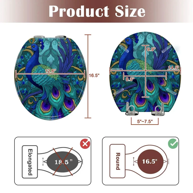 Premium Round Toilet Seat Replacement For Bathroom Refresh With Quick Adjust Soft Close Hinges Standard Bowl Fit And No Sweat Installation For Everyday Comfort