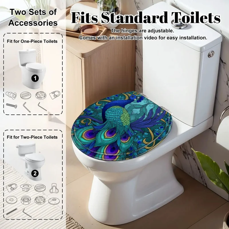 Premium Round Toilet Seat Replacement For Bathroom Refresh With Quick Adjust Soft Close Hinges Standard Bowl Fit And No Sweat Installation For Everyday Comfort