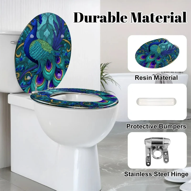 Premium Round Toilet Seat Replacement For Bathroom Refresh With Quick Adjust Soft Close Hinges Standard Bowl Fit And No Sweat Installation For Everyday Comfort