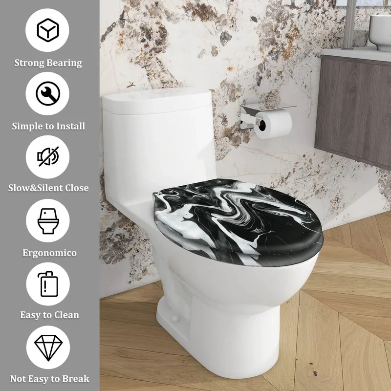 Heavy Duty Resin Toilet Seat With No Sweat Mounting And Quick Swap Hinges For Universal Standard Toilets Solid Build Absorbs Daily Grind Smoothly Level Up Your Restroom Setup Now