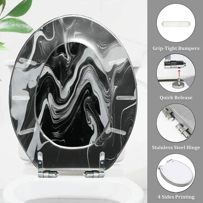 Heavy Duty Resin Toilet Seat With No Sweat Mounting And Quick Swap Hinges For Universal Standard Toilets Solid Build Absorbs Daily Grind Smoothly Level Up Your Restroom Setup Now