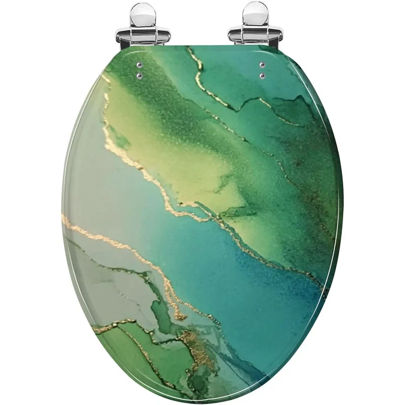 Premium Resin Elongated Toilet Seat Featuring Silent Close Lid Rock Solid Adjustment Hinges For Standard American Bathrooms Skirtless Design Heavy Duty Smooth Surface No Fuss Install