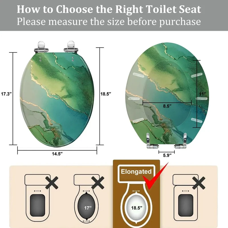 Premium Resin Elongated Toilet Seat Featuring Silent Close Lid Rock Solid Adjustment Hinges For Standard American Bathrooms Skirtless Design Heavy Duty Smooth Surface No Fuss Install