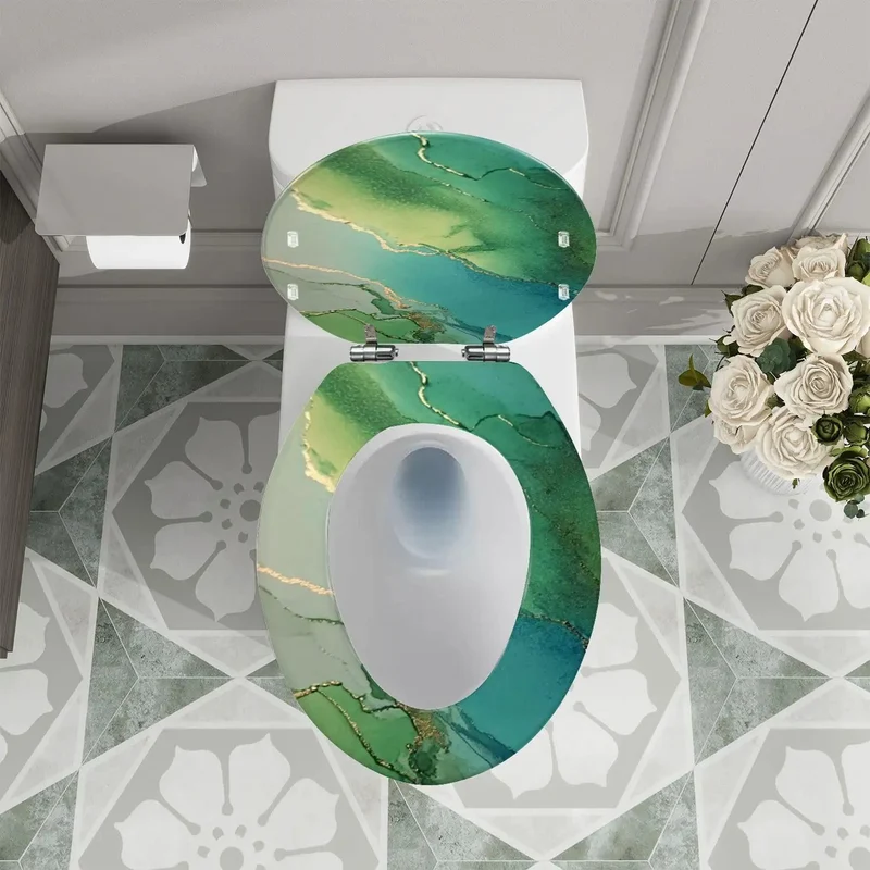 Premium Resin Elongated Toilet Seat Featuring Silent Close Lid Rock Solid Adjustment Hinges For Standard American Bathrooms Skirtless Design Heavy Duty Smooth Surface No Fuss Install