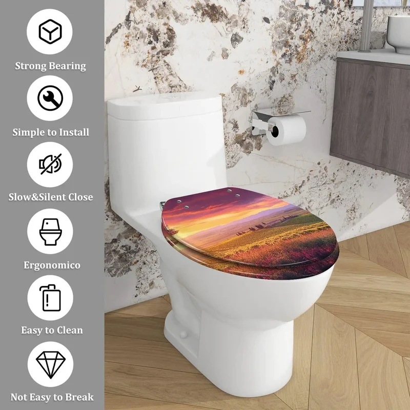 Elongated Soft Closing Toilet Seat Featuring Farmhouse Styling And Adjustable Hinges For Universal American Standard Mounting With Zero Stress Setup And Buttery Smooth Lid Drop Delivering Top Shelf Performance For Your Home Bath Upgrade