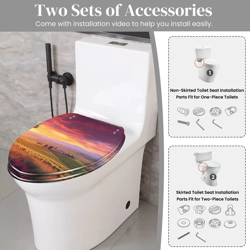 Elongated Soft Closing Toilet Seat Featuring Farmhouse Styling And Adjustable Hinges For Universal American Standard Mounting With Zero Stress Setup And Buttery Smooth Lid Drop Delivering Top Shelf Performance For Your Home Bath Upgrade