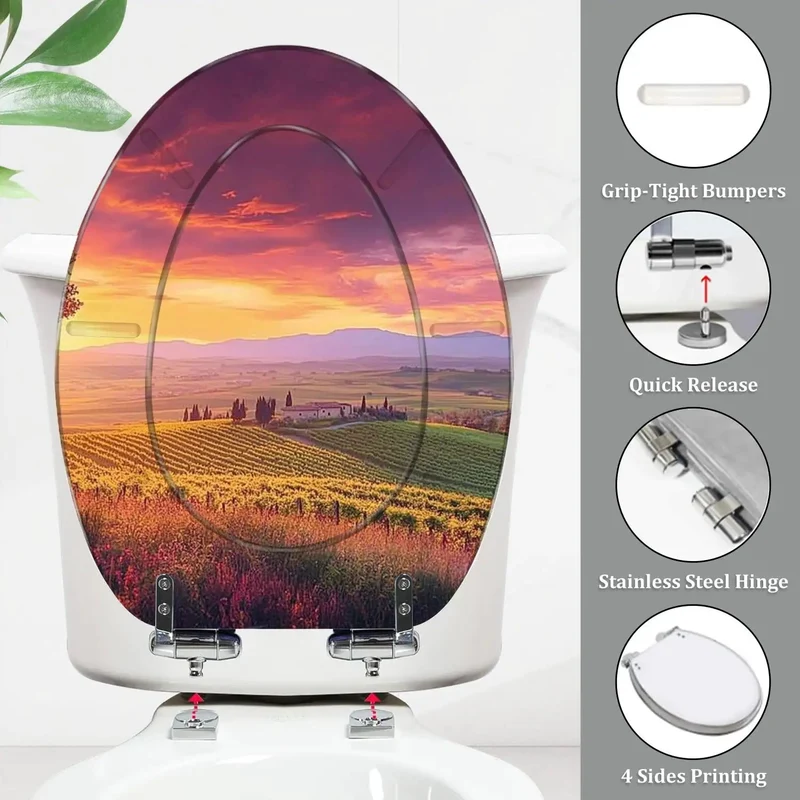 Elongated Soft Closing Toilet Seat Featuring Farmhouse Styling And Adjustable Hinges For Universal American Standard Mounting With Zero Stress Setup And Buttery Smooth Lid Drop Delivering Top Shelf Performance For Your Home Bath Upgrade