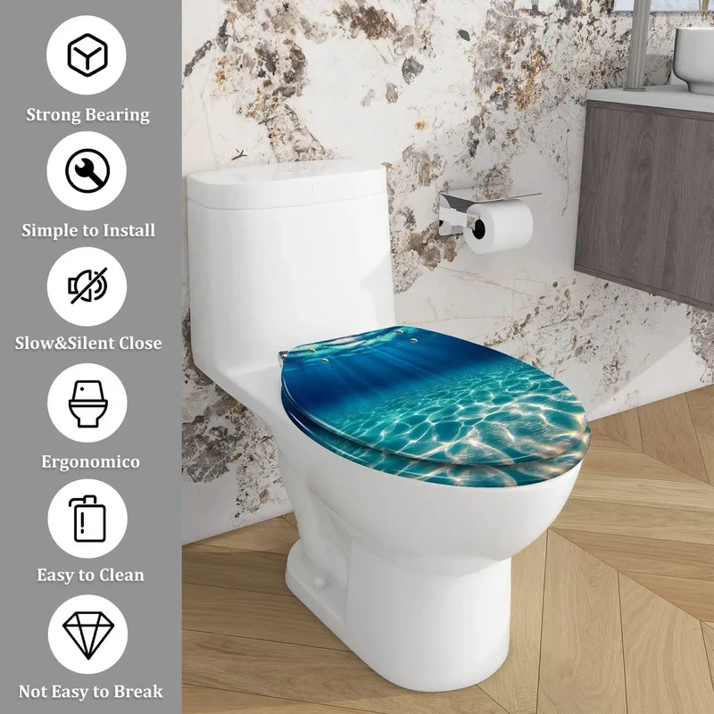 Heavy Duty Resin Elongated Toilet Seat For Home Bathrooms With Crack Proof Cover And Snug Fit Mounting Kits For Fast Install And Rock Solid Stability On Your Existing Fixture