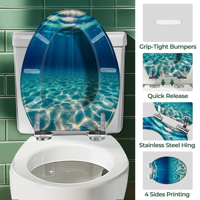 Heavy Duty Resin Elongated Toilet Seat For Home Bathrooms With Crack Proof Cover And Snug Fit Mounting Kits For Fast Install And Rock Solid Stability On Your Existing Fixture