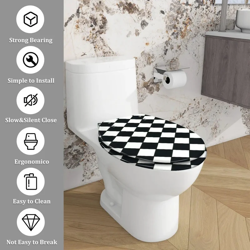 Heavy Duty Low Key Quiet Close Elongated Toilet Seat With Quick Adjust Mounting Brackets For Super Simple Bathroom Updates And Totally Silent Daily Operation