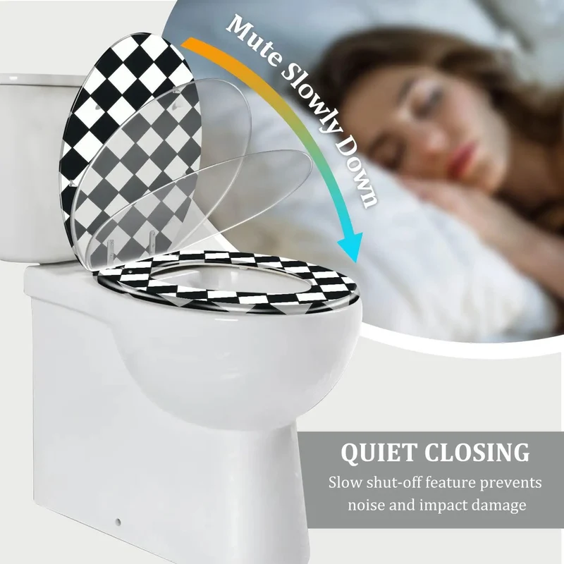 Heavy Duty Low Key Quiet Close Elongated Toilet Seat With Quick Adjust Mounting Brackets For Super Simple Bathroom Updates And Totally Silent Daily Operation