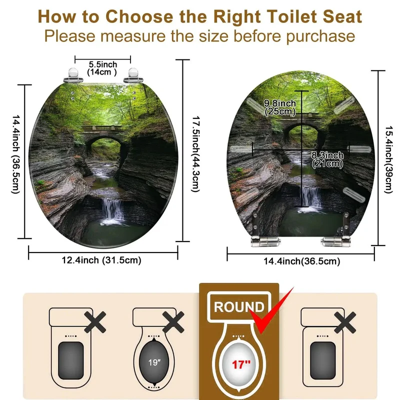 Chill Out Ready Round Resin Toilet Seat Featuring Slick Adjustable Hinges Universal Mount Hardware For Standard And Skirted Bowls 14.5 X 16.5 Inches Dead Easy Install Anywhere