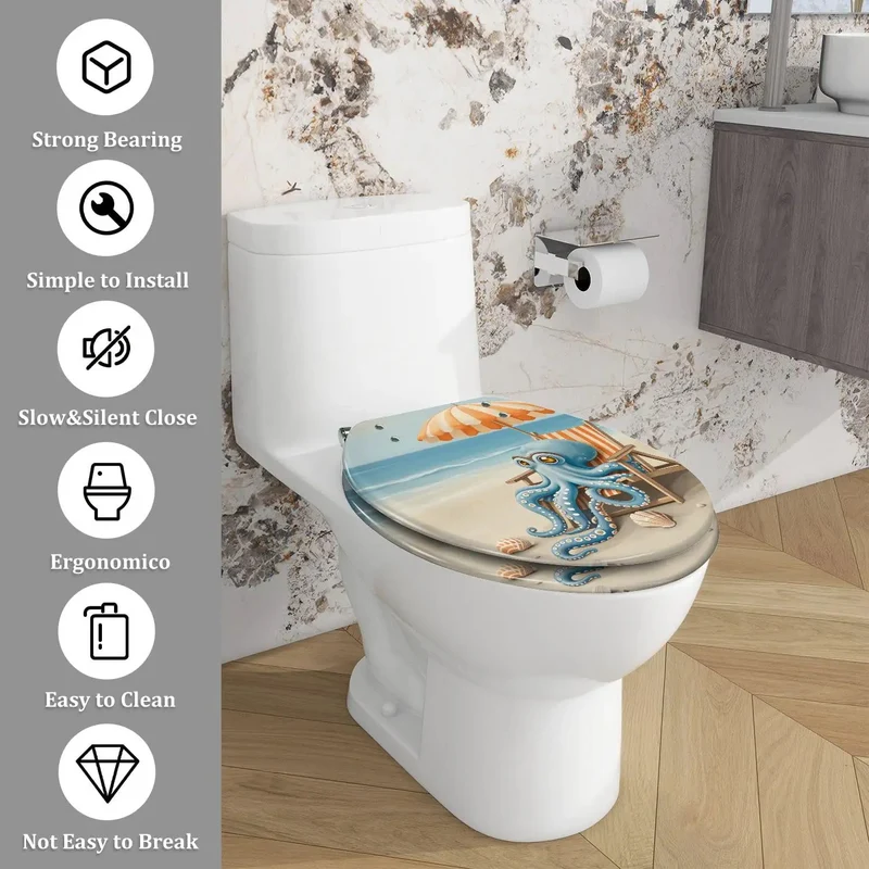 Heavy Duty Elongated Resin Toilet Seat Built Tough For Daily Grind With Hassle Free Install Kit Smooth Slow Close Lid Fits Standard Bathroom Bowls Secure Mount Quick Setup For Any Home