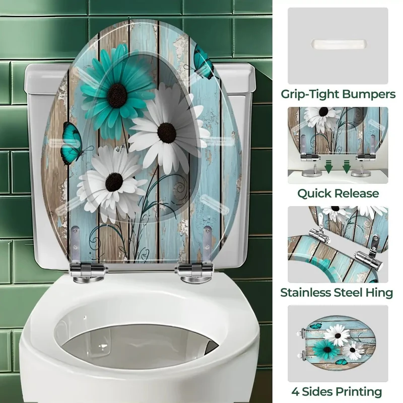 Elongated Toilet Seat With Smooth Soft Close Hinges For Farmhouse Bathrooms Heavy Duty Build Zero Fuss Install Works Just Fine On Most Long Models Chill Quiet Vibes Never Slams Hard Ever Again