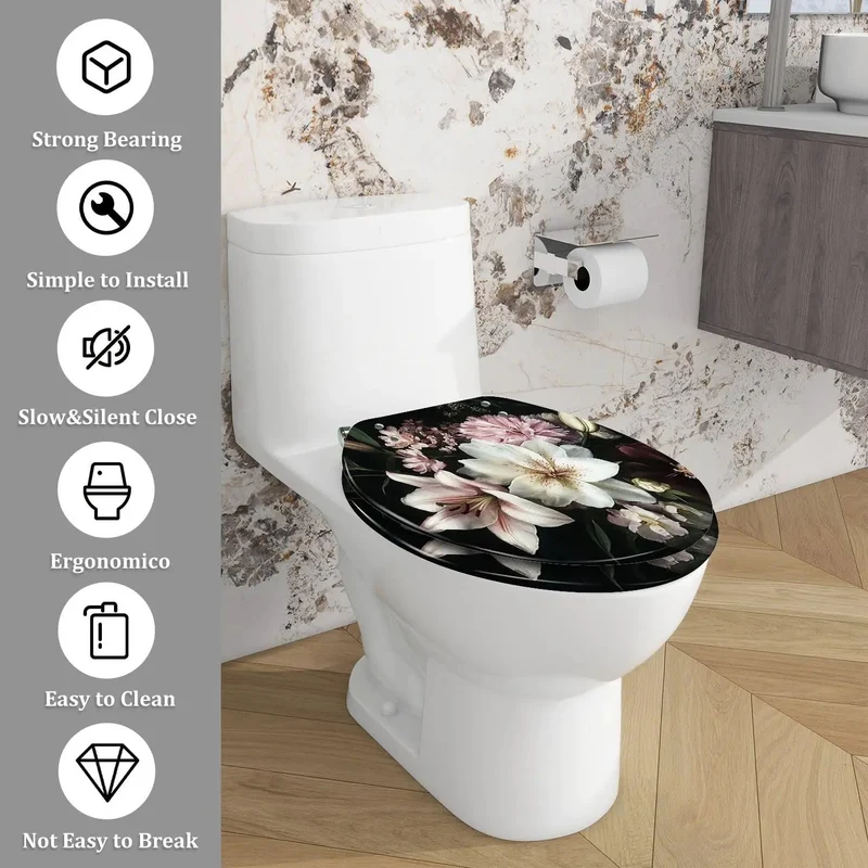 Solid Resin Elongated Toilet Seat With Lockdown Adjust Hinges For Hassle Free Installation And Universal Fit On Skirter And Standard Bowls For A Rock Solid Daily Setup