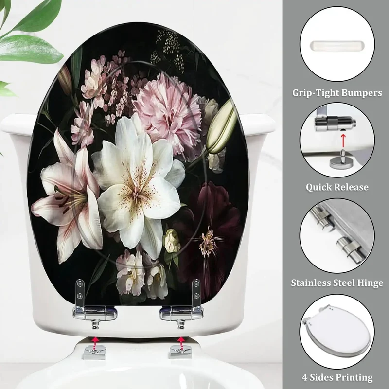 Solid Resin Elongated Toilet Seat With Lockdown Adjust Hinges For Hassle Free Installation And Universal Fit On Skirter And Standard Bowls For A Rock Solid Daily Setup