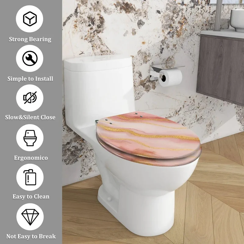 Built Tough Elongated Toilet Seat With Silent Soft Close Mechanism No Sweat Adjustable Mounting Hardware And Universal Replacement Braces Fits Most Standard American Bathrooms Flawlessly