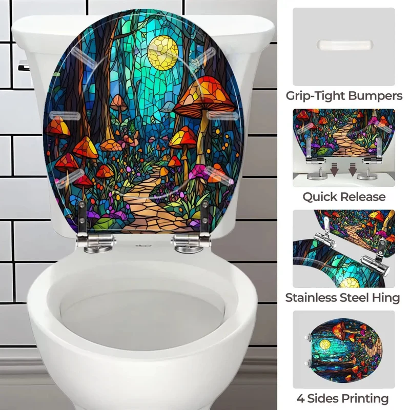 Slick Round Resin Toilet Seat For Bathroom Featuring Heavy Duty Build And No Sweat Universal Mounting Kit For A Straight Up Solid Everyday Upgrade