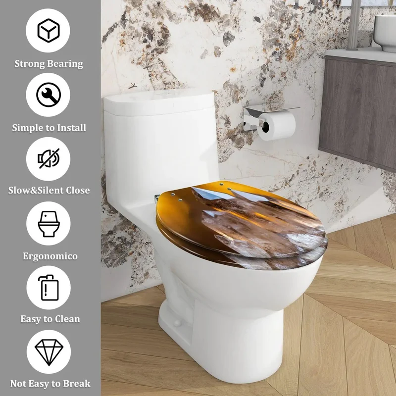 Smoky Crystal Resin Elongated Toilet Seat Bringing Clean Vibes To Your Washroom With Adjustable Hinges Crafted To Seamlessly Fit Most American Standard Toilet Models