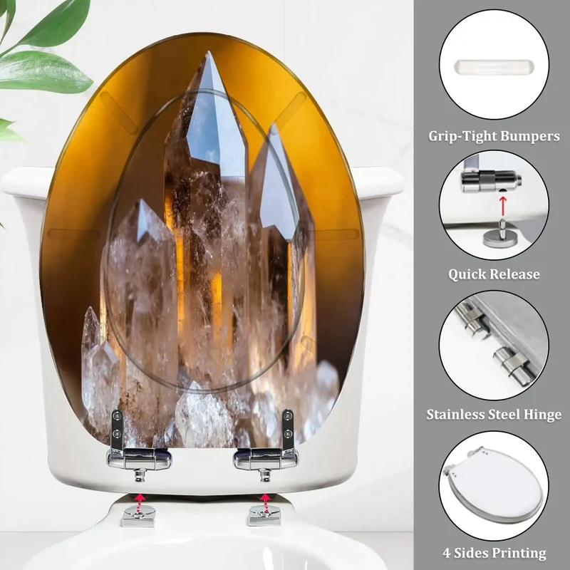 Smoky Crystal Resin Elongated Toilet Seat Bringing Clean Vibes To Your Washroom With Adjustable Hinges Crafted To Seamlessly Fit Most American Standard Toilet Models