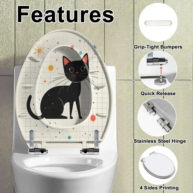Top Tier Slow Close Elongated Toilet Seat Resin Black Smooth Glide Fast Install Bathroom Reno Swap Out Loose Seats Easy Pivot Hinge Non Slip Padded Cover For Regular Toilets Home Upgrade Nifty Fix