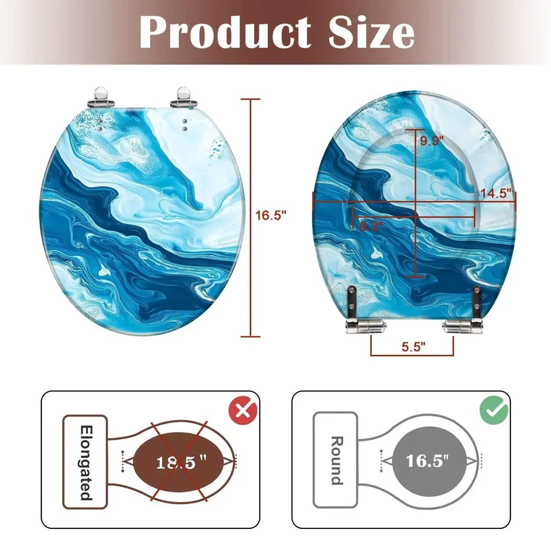 Round Toilet Seat Replacement With Slow Close Silent Shut Effortless Swap Install Adjustable Hardware For Standard Bathrooms Built Tough Super Comfortable Quick Bathroom Refresh