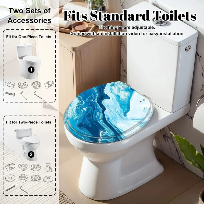 Round Toilet Seat Replacement With Slow Close Silent Shut Effortless Swap Install Adjustable Hardware For Standard Bathrooms Built Tough Super Comfortable Quick Bathroom Refresh
