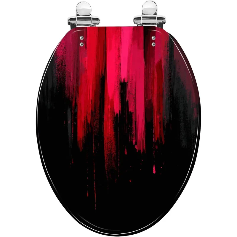 Elongated Toilet Seat Featuring Slow Close Hinges Durable Resin Construction Stylish Decorative Print Makes Your Bathroom Vibes Hit Different No Sweat Quick Install For A Fresh Vibe