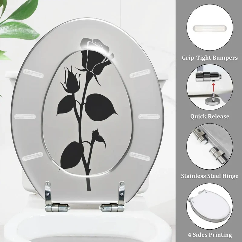 Premium Elongated Toilet Seat With Soft Close Resin Lid Universal American Standard Bathroom Fixture Quick Release Adjustable Hinges No Sweat Install Solid Build