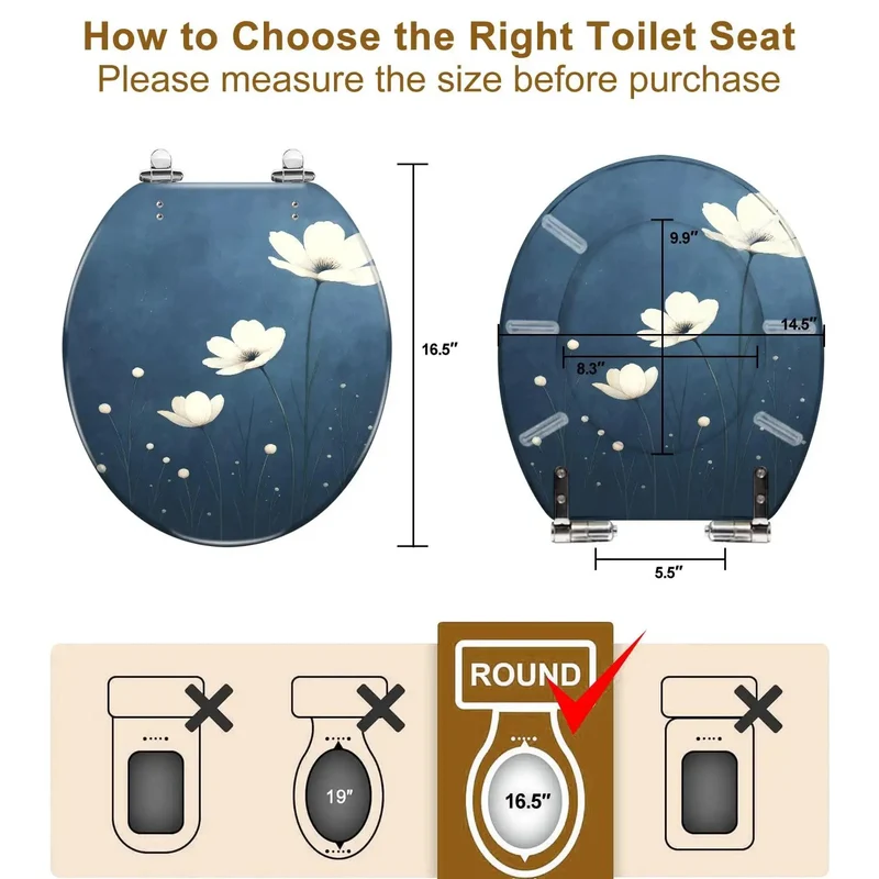 Round Toilet Seat Replacement For Bathroom With Quick Adjust Hinges No Sweat Drop In Install Skirt Free And American Standard Toilets Compatible Durable Design Upgrade