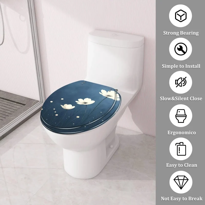 Round Toilet Seat Replacement For Bathroom With Quick Adjust Hinges No Sweat Drop In Install Skirt Free And American Standard Toilets Compatible Durable Design Upgrade