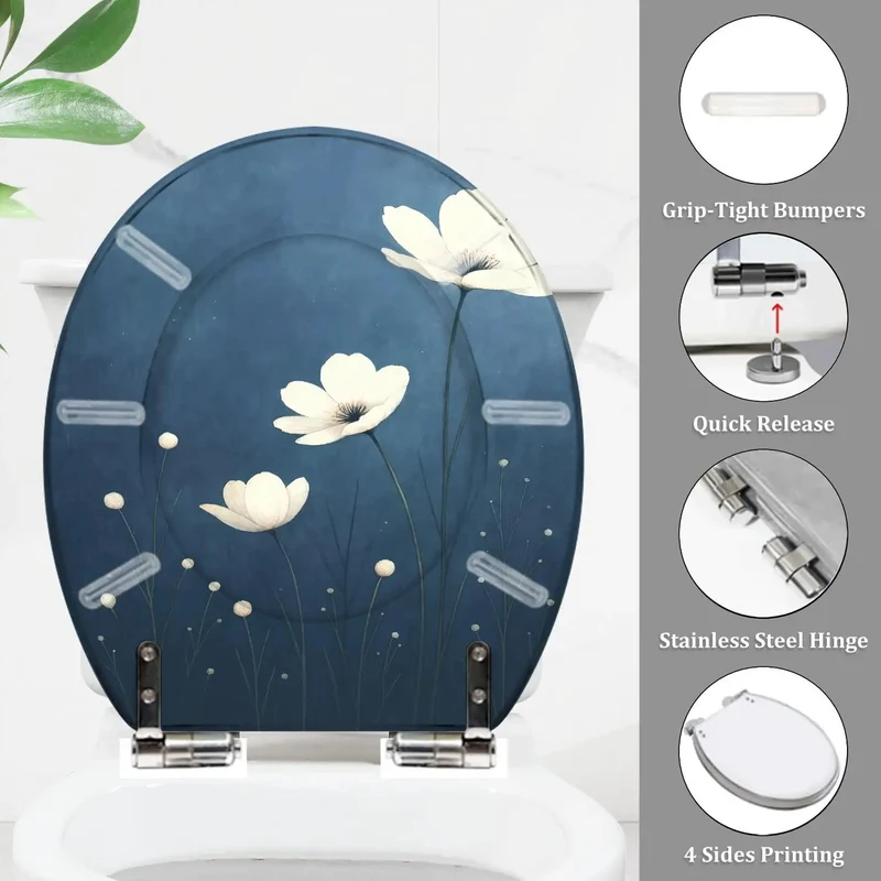 Round Toilet Seat Replacement For Bathroom With Quick Adjust Hinges No Sweat Drop In Install Skirt Free And American Standard Toilets Compatible Durable Design Upgrade