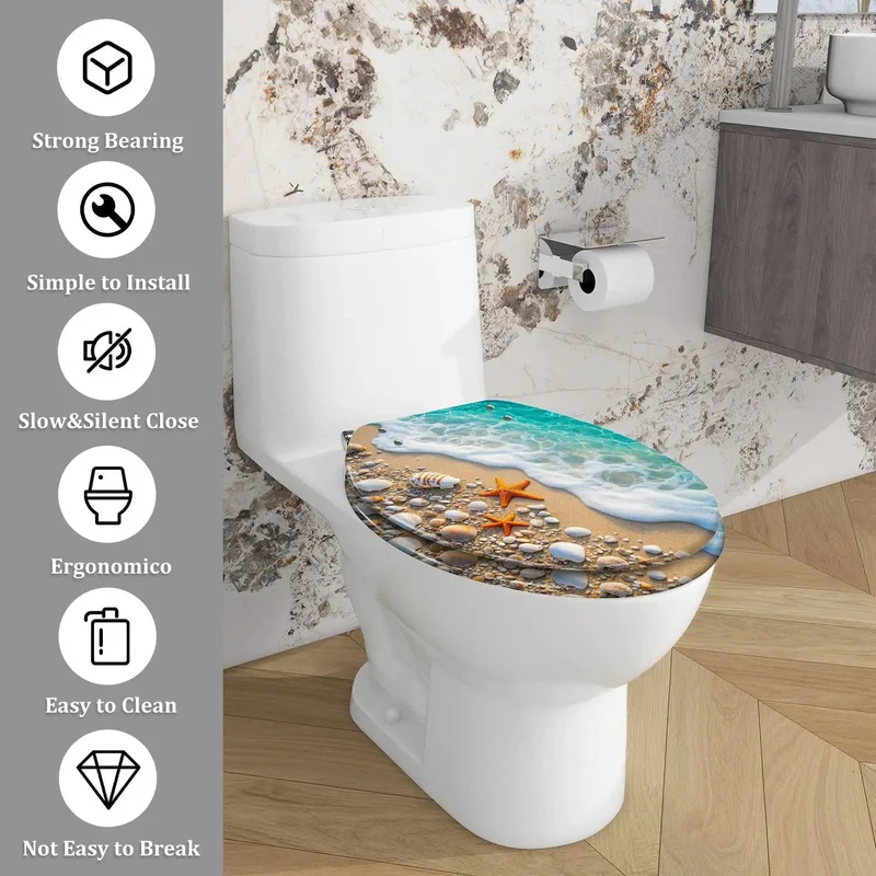 Built Tough Resin Elongated Toilet Seat With Cover For Ultimate Comfort And Quick Swap Compatibility With Most Standard Toilets For A Stress Free Upgrade