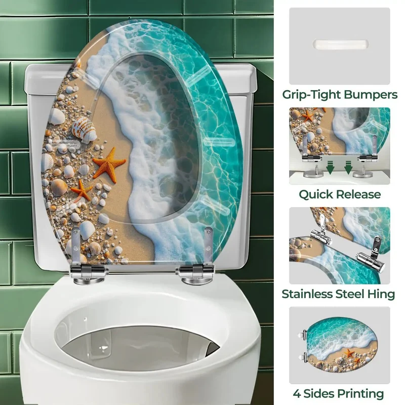 Built Tough Resin Elongated Toilet Seat With Cover For Ultimate Comfort And Quick Swap Compatibility With Most Standard Toilets For A Stress Free Upgrade