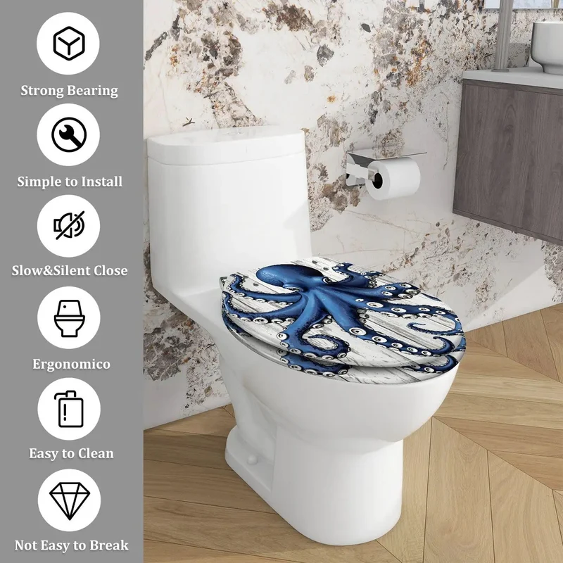 Switch Up Your Bath Setup With This Cool Resin Elongated Toilet Seat Rocking an Octopus Design That Plays Nice With Most Fixtures Built to Last For Everyday Use and Quick Install Without Any Gripe