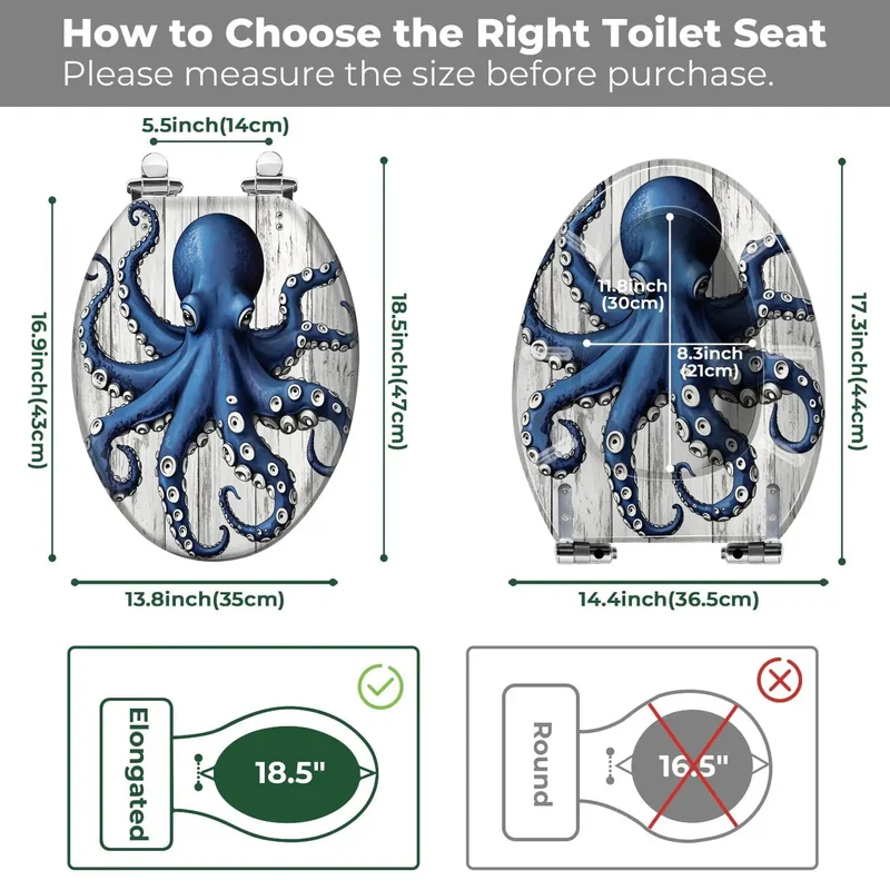 Switch Up Your Bath Setup With This Cool Resin Elongated Toilet Seat Rocking an Octopus Design That Plays Nice With Most Fixtures Built to Last For Everyday Use and Quick Install Without Any Gripe