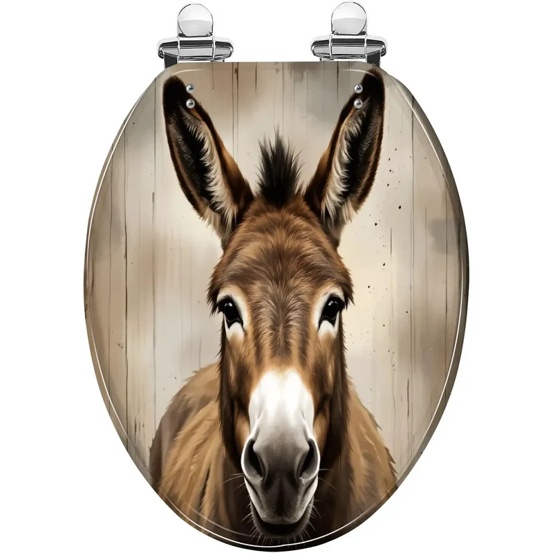 Top Shelf Elongated Toilet Seat Replacement With Heavy Duty Resin Donkey Pattern For Modern Bathrooms Offering No Sweat Upgrade Mounting Kits And Quick Release Hinge For Effortless Daily Use