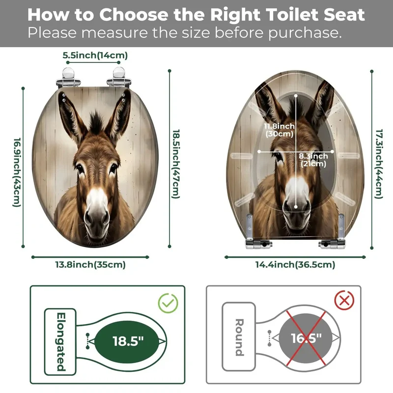 Top Shelf Elongated Toilet Seat Replacement With Heavy Duty Resin Donkey Pattern For Modern Bathrooms Offering No Sweat Upgrade Mounting Kits And Quick Release Hinge For Effortless Daily Use