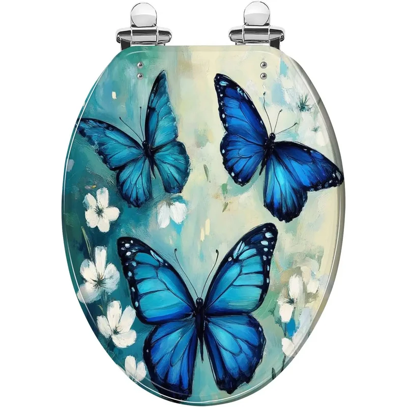 Heavy Duty Elongated Toilet Seat Replacement For Bathroom Featuring Quiet Close Hinges And Rock Solid Resin Construction With Bold Themed Prints For A Hassle Free Bathroom Makeover Upgrade