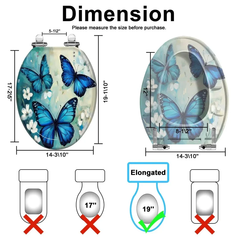 Heavy Duty Elongated Toilet Seat Replacement For Bathroom Featuring Quiet Close Hinges And Rock Solid Resin Construction With Bold Themed Prints For A Hassle Free Bathroom Makeover Upgrade